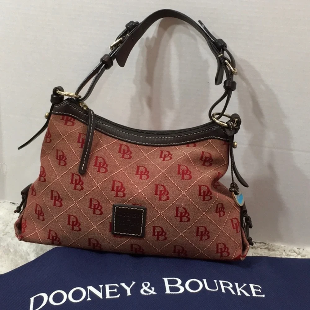 D&B red signature canvas satchel